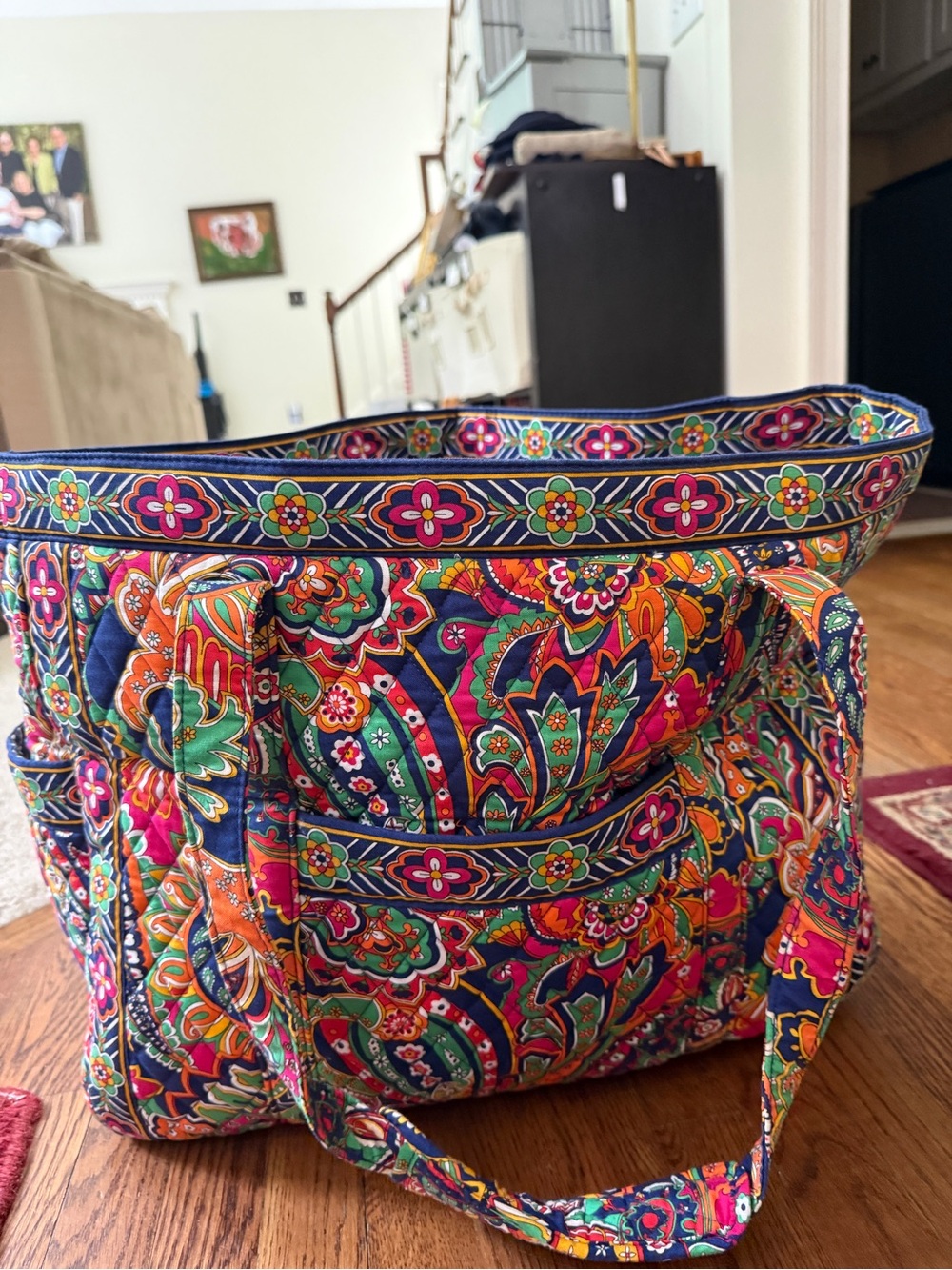 Vera Bradley Floral Quilted Tote Bag - Navy Multi